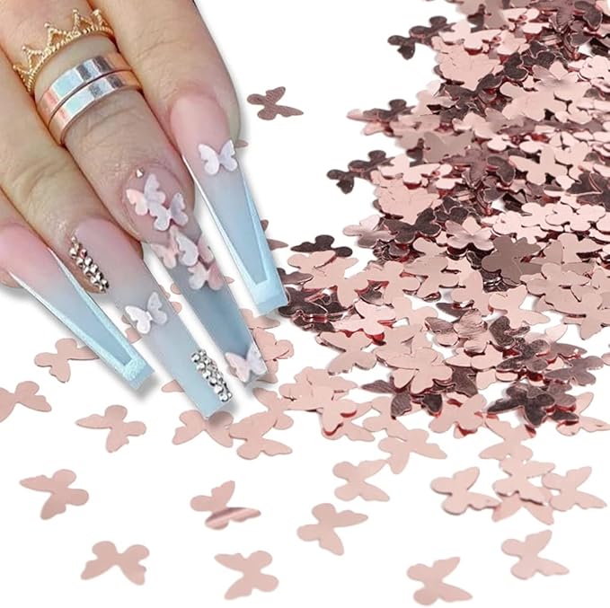 3D Butterfly Nail Glitter Sequins Holographic Laser Butterfly Nail Art Stickers Decals Butterfly Glitter Nail Designs Confetti Nail Sparkle Glitter Flakes Butterflies for Acrylic Nails Craft,12Girds