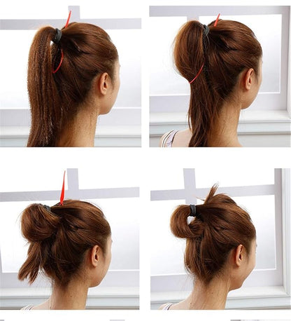 Hair Accessories Set: 3 Donut Bun Makers, 2 Foam Sponge Shapers, 1 French Twist Clip, 2 Snap Buns, 10 Elastics, 20 Pins (Black)