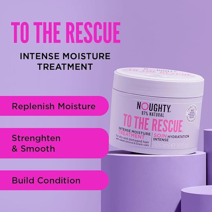 Noughty 97% Natural To The Rescue Treatment Mask, Hydrating Formula for Dry, Frizzy and Damaged Hair, with Sweet Almond and Black Oat, Sulphate Free Vegan Haircare 300ml