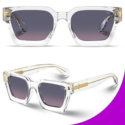 VISOONE Fashion 100% UV400 Protection Rectangle TR90 Y2K Sunglasses Accessories for Women Men RIVER