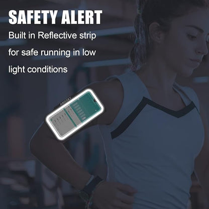 Running Armband with Earbuds Bag Cell Phone Armband for iPhone 16 15 Pro 14 Plus 13 11 XR XS, Galaxy S24/S10 Water Resistant Sports Phone Holder Case & Zipper Slot Car Key Holder for 6.9 inch Phone