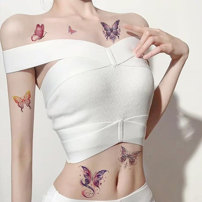 8 Sheets Butterfly Temporary Tattoos Colorful 3D Butterfly Flower Tattoos Butterfly Face Tattoos Waterproof Butterfly Stickers for Women Girls Face Eye Body Decoration Makeup Supplies