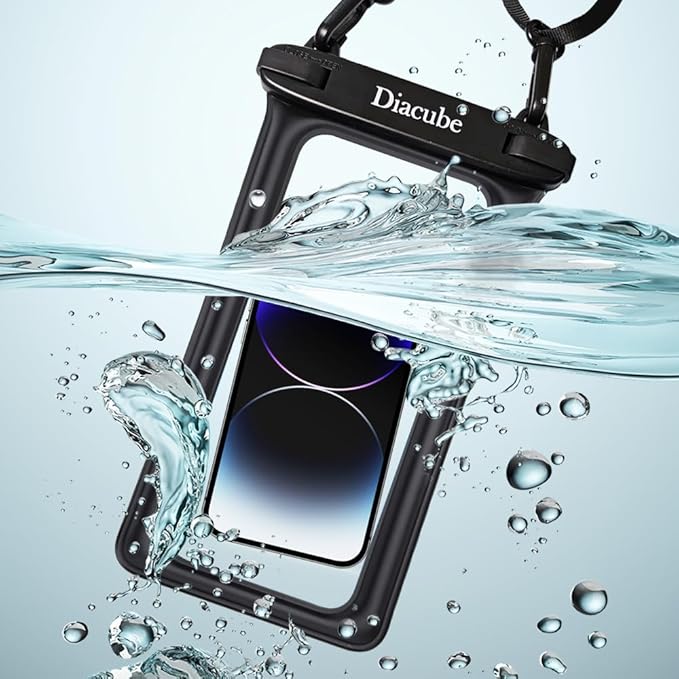 2-Pack Waterproof Phone Pouch, Universal IPX8 Floating Waterproof Case with Adjustable Lanyard for All Phones [Up to 8.3"] Beach, Waterpark & Travel Essentials - Blue