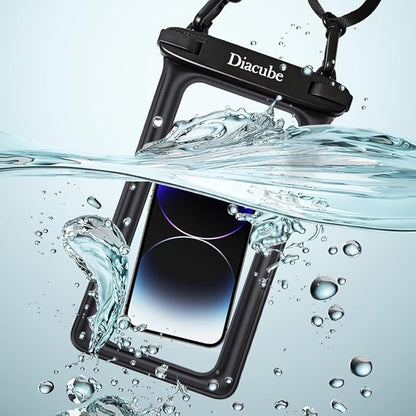 2-Pack Waterproof Phone Pouch, Universal IPX8 Floating Waterproof Case with Adjustable Lanyard for All Phones [Up to 8.3"] Beach, Waterpark & Travel Essentials - Blue