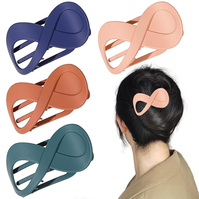 French Concord Flat Hair Clips for Women, 3.35 Inch Curved Hair Claw Clips Alligator Hair Barrettes Volume No Slip Grip Strong Hold Banana Hair Clamps Jaw Clips Styling Hair Accessories (D)