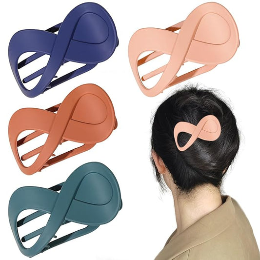 French Concord Flat Hair Clips for Women, 3.35 Inch Curved Hair Claw Clips Alligator Hair Barrettes Volume No Slip Grip Strong Hold Banana Hair Clamps Jaw Clips Styling Hair Accessories (D)