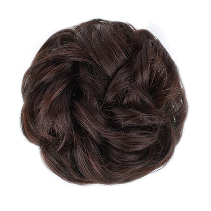 MORICA 1PCS Messy Hair Bun Hair Scrunchies Extension Curly Wavy Synthetic Chignon Hairpieces for Women (33# Dark Auburn)