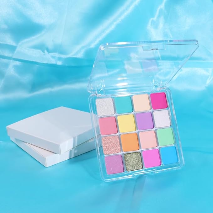 Sixteen Color Matte Shimmer Eyeshadow Palette, Lake Blue Rose Pink Yellow Purple White Orange Nude Green Champagne Grass Green Sky Blue Eye Shadow Palette Makeup, Prom-Looking Women Girls Eye Shadow