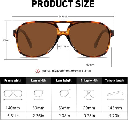 YDAOWKN Retro Aviator Sunglasses for Women Mens Large Frame Classic Vintage 70s Sun Glasses Aviators