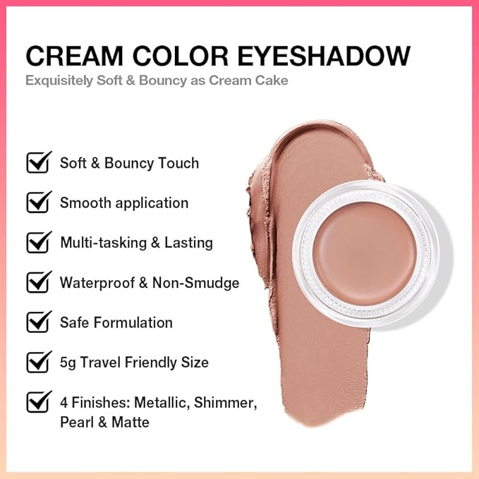 evpct Matte Nude Brown Single Cream Eye Shadow Palette Pot Makeup for Older Women, Highly Pigmented Monochrome Cream to Powder Eyeshadow Palette Matte Liquid eyeshadow, Natural Waterproof Blendable