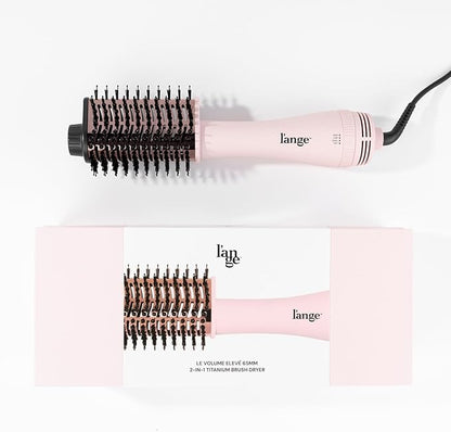 L'ANGE HAIR Le Volume Elevé 65MM 2-in-1 Titanium Brush Dryer | Dry and Style | Unique Teardrop Shape Barrel | 3 Heat Settings | 360° Vented Airflow | Ionic Technology for Frizz-Free Styling (Blush)