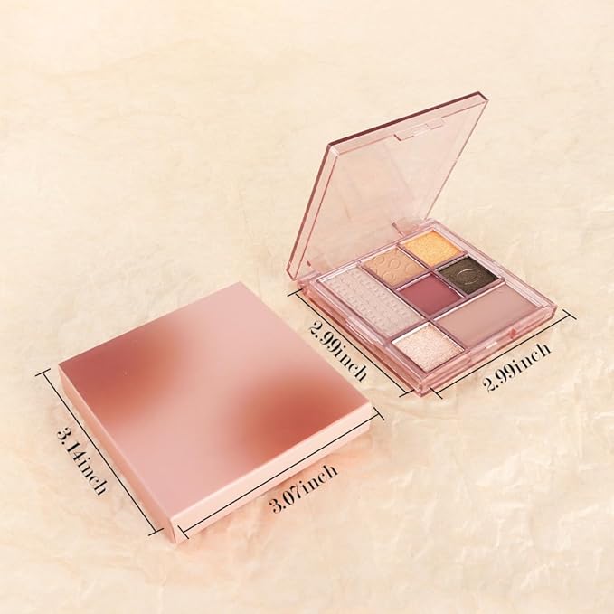 Seven Color Matte Shimmer Eyeshadow, 7 Red Nude Brown Golden Champagne Pressed Powder Eyeshadow, Daily Silky Makeup Eyeshadow Palette, Easy to Carry, Vegan & Cruelty-Free, 01# 0.32 Oz