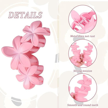 6Pcs Flower Hair Clips for Women,Non-Slip Matte Flower Hair Clips for Women,Hawaiian Clip Large Plumeria Hair Clip Banana Cute Clip Beach Hair Accessories (Frosted gradient color)