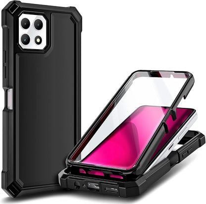 NZND Designed for T-Mobile REVVL 7 5G Case with [Built-in Screen Protector], Full-Body Shockproof Protective Rugged Bumper Cover, Impact Resist Phone Case (Black)