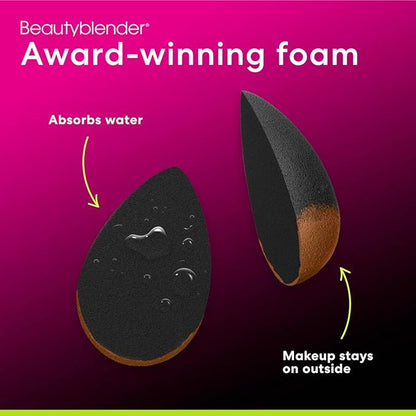 Beautyblender® | Besties Charcoal Blend & Cleanse 4-Piece Starter Set, Pro Black Makeup Sponge + Solid Charcoal Cleanser .558 oz + Silicone Scrub Mat + Travel Case, Made in USA, Vegan, Cruelty Free