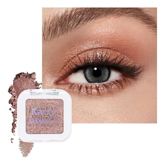 evpct Single Eye shadow Palette Makeup for Older Women, Amber Rush Brown Shimmer Glitter Sparkly Cream Eye Shadow Palette Brightener Makeup for Older Women, High Pigment Monochrome Mini Eyeshadow