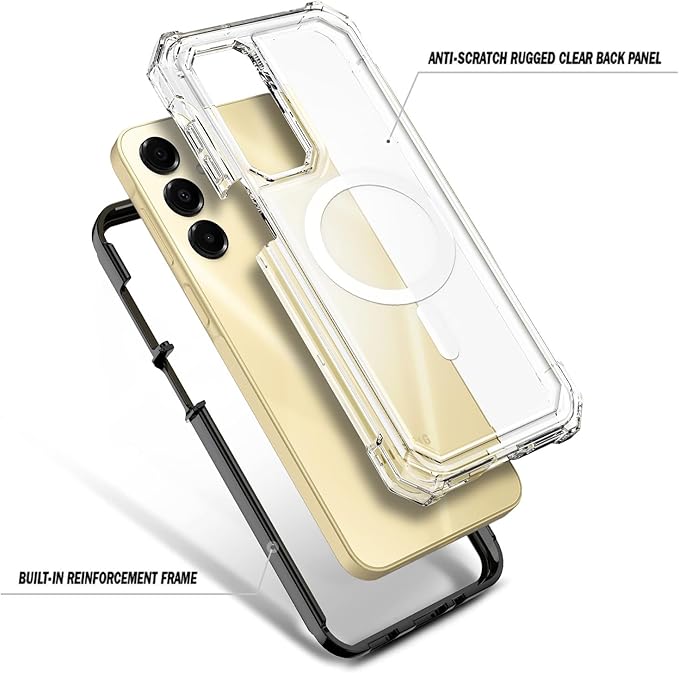 Designed for Samsung Galaxy A16 5G/4G Phone Case, Magnetic Compatible with MagSafe, [Raised Corners Drop Protection] Shockproof Protective Bumper Cover (Black/Clear)