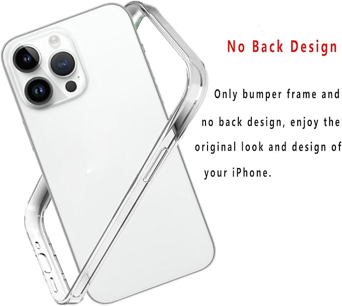 for iPhone 16 Pro Bumper Case Clear, Slim Fit No Back Design Soft TPU Bumper Frame Excellent Heat Dissipation Wireless Charging Compatible 4 Corners Raised Shockproof (Clear)