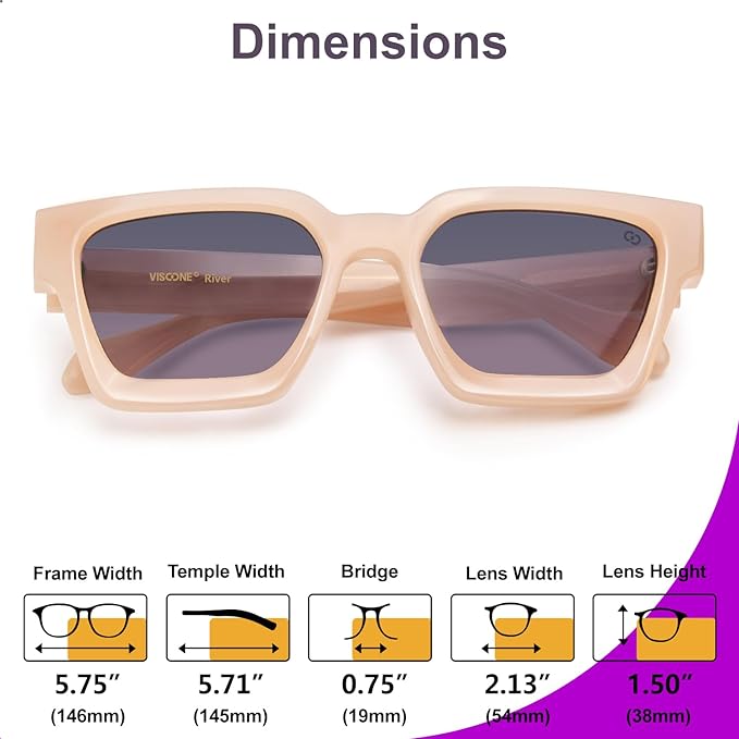 VISOONE Fashion 100% UV400 Protection Rectangle TR90 Y2K Sunglasses Accessories for Women Men RIVER