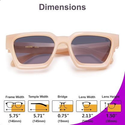 VISOONE Fashion 100% UV400 Protection Rectangle TR90 Y2K Sunglasses Accessories for Women Men RIVER