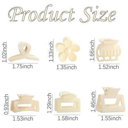 18Pcs Medium Hair Clips for Women Girls - Matte Love, Triangle, Ribbon and Semicircle Styles for Thin/Thick Hair, Cute Nonslip Accessories (White, Brown, Black)