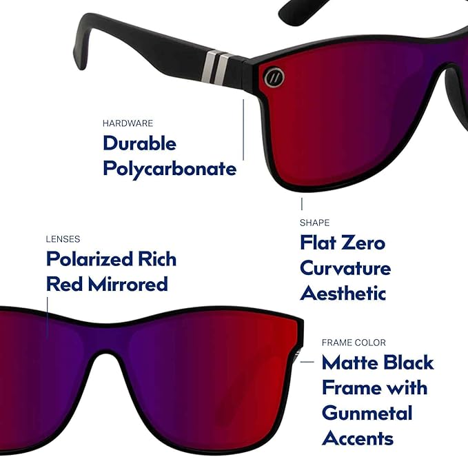 Blenders Eyewear Millenia X2 – Polarized Sunglasses – Flat, Mirrored Lens – 100% UV Protection – For Men & Women