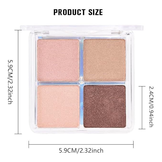 4 Colors Dark Nude Brown Off-White Light Pink Eye Shadow Palette Makeup, Neutral Matte Shimmer Eyeshadow Palette for Women Highly Pigmented Waterproof, paleta de sombras de ojos, Vegan&Cruelty-free 06