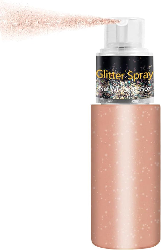 Hair and Body Glitter Spray, Holographic Glitter Highlighter Powder, Face Body Clothes Shiny Glitter, Loose Shimmer Hairspray Festival Rave Prom Accessories, 10g (06# Champagne)