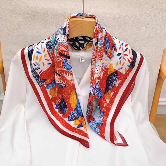 100% Pure Mulberry Silk Scarfs 26"x26" Square Scarf Women Neckerchief Headscarf hair scarf bandana Gift Packed
