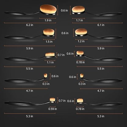 Yoseng Oval Makeup Brushes Set 10 Pcs Professional Oval Toothbrush Foundation Contour Concealer Eyeliner Blending Cosmetic Brushes Tool Set-With Box,Practical White Elephant Gift for Girls Women