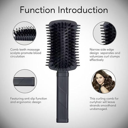 Curly Hair Brush Defining, Volume Curl Defining Brush for Detangling Shaping and Styling Women's Curls to Reduce Pulling (Black 1PC)
