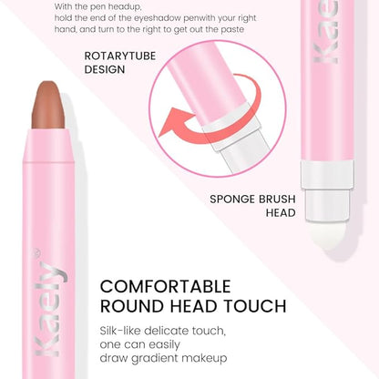 2-in-1 Cream Eyeshadow & Highlighter Stick, Waterproof Brown Matte Eye Shadow Pencil for Women, Long-Lasting Pigmented Makeup, sombras para ojos 26