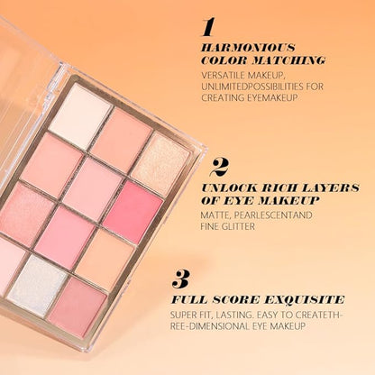 Nude Pink Eyeshadow Palette,Natural Neutral Warm Colors Cream Light Colors Eyeshadow Palette,Highly Pigmented Eye Shadow Palette Long Lasting Naturing-Looking Make Up Pallets for Women,Vegan