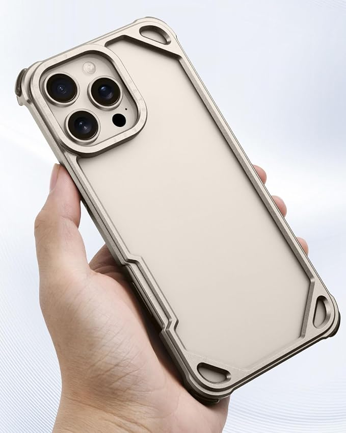 OATSBASF for iPhone 16 Pro Max 6.9" Bumper Case Metal, Aluminum Frame Slim Fit No Back Design, Compatible with MagSafe, 4 Corner Shockproof Protection, Minimalist Frameless Phone Case,Natural Titanium