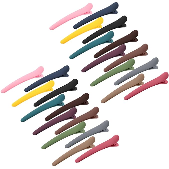 24 PCS Colorful Hair Clips - 3.1 Inch Matte Alligator Barrettes, No Crease Duck Billed Clips, YISSION Hair Accessories for Women Girls