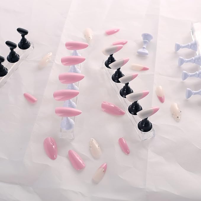 4-in-1 Black Nail Stand & Holder - Magnetic Tips, Beginner Acrylic Nail Art Kit, Salon Equipment & Decor