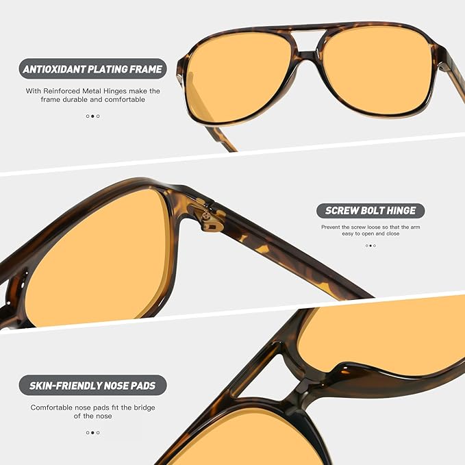 YDAOWKN Retro Aviator Sunglasses for Women Mens Large Frame Classic Vintage 70s Sun Glasses Aviators