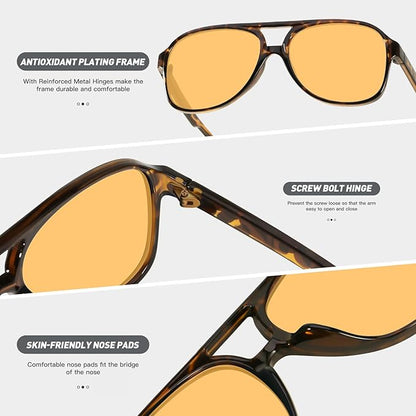 YDAOWKN Retro Aviator Sunglasses for Women Mens Large Frame Classic Vintage 70s Sun Glasses Aviators