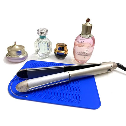 Heat Resistant Mat for Curling Irons, Hair Straightener, Flat Irons and Hair Styling Tools 9" x 6.5", Blue