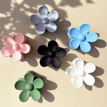 Flower Hair Clips 6 PCS Flower Claw Clips Daisy Clips for Women Matte Large Claw Clips Strong Hold Jaw Clamps Hair Accessories for Thick Hair 6 Colors