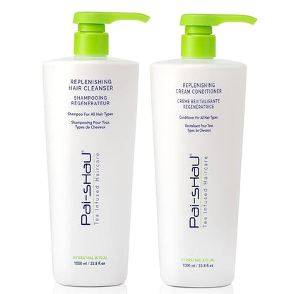 Pai-Shau Replenishing Cleanser and Conditioner Set - Hydrating Shampoo and Conditioner for All Hair Types - 2x1000ml