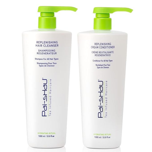 Pai-Shau Replenishing Cleanser and Conditioner Set - Hydrating Shampoo and Conditioner for All Hair Types - 2x1000ml