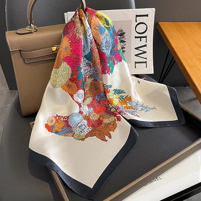 100% Pure Mulberry Silk Scarfs 26"x26" Square Scarf Women Neckerchief Headscarf hair scarf bandana Gift Packed
