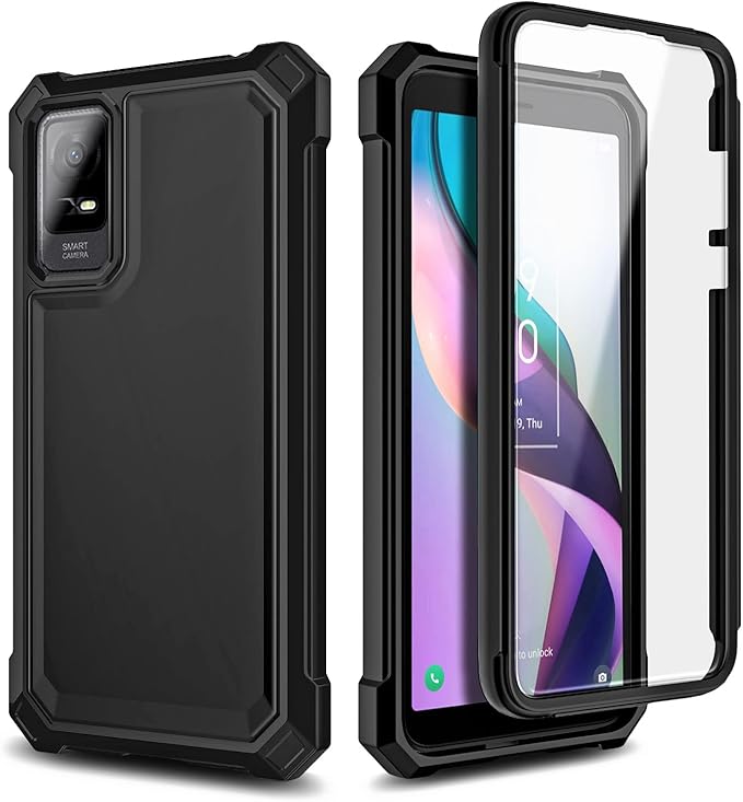 NZND Compatible with TCL ION X Case, TCL ION V with [Built-in Screen Protector], Full-Body Protective Shockproof Rugged Bumper Cover, Impact Resist Case (Black)