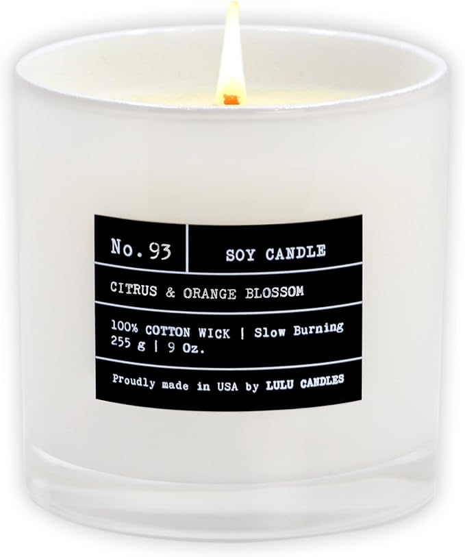 Lulu Candles | Citrus & Orange Blossom | Luxury Scented Soy Jar Candle | Hand Poured in The USA | Highly Scented & Long Lasting (9 Oz.)