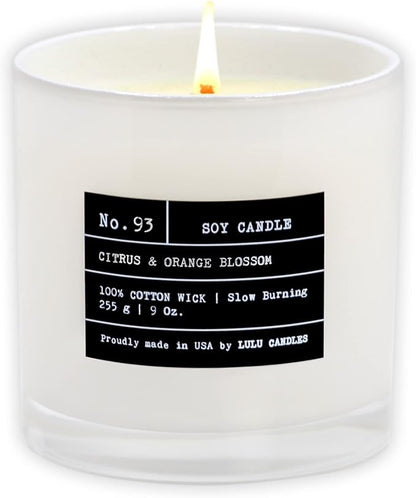 Lulu Candles | Citrus & Orange Blossom | Luxury Scented Soy Jar Candle | Hand Poured in The USA | Highly Scented & Long Lasting (9 Oz.)