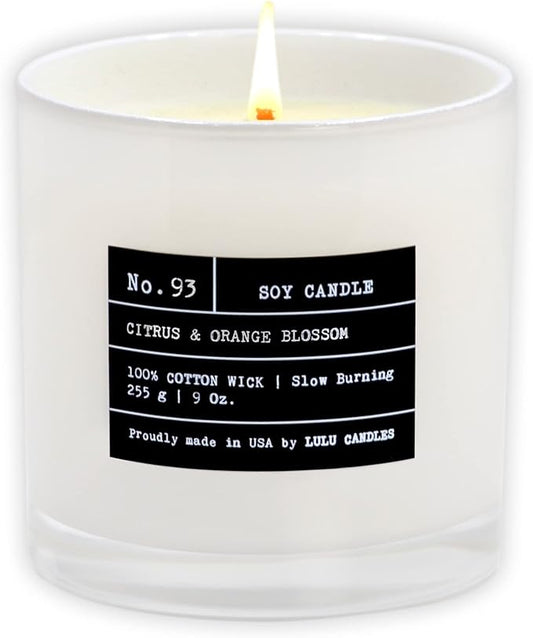 Lulu Candles | Citrus & Orange Blossom | Luxury Scented Soy Jar Candle | Hand Poured in The USA | Highly Scented & Long Lasting (9 Oz.)
