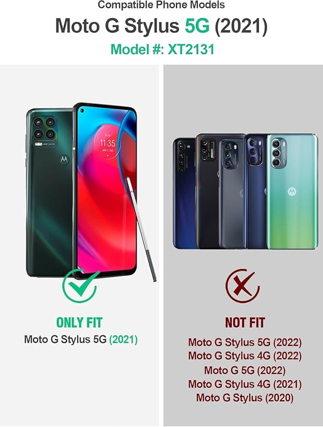 NZND for Motorola Moto G Stylus 5G Case with [Built-in Screen Protector], [16FT Military Grade Drop Tested] Full-Body Protective Shockproof Rugged Bumper Case for Stylus 5G 2021 (Black)