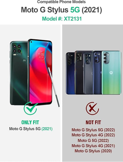 NZND for Motorola Moto G Stylus 5G Case with [Built-in Screen Protector], [16FT Military Grade Drop Tested] Full-Body Protective Shockproof Rugged Bumper Case for Stylus 5G 2021 (Black)