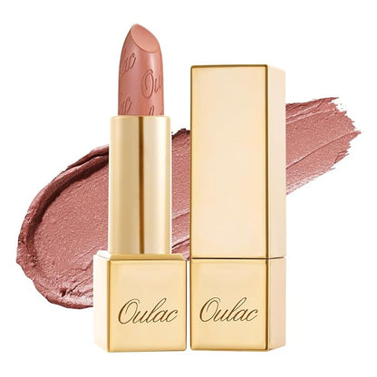 Oulac Nude Lipstick for Women with Metallic 3D Shine Lightweight Hydrating Formula, High Impact Lip Color, Vegan Beauty, Full Coverage Lip Makeup, Christmas Gifts for Women, Pure Envy(07)